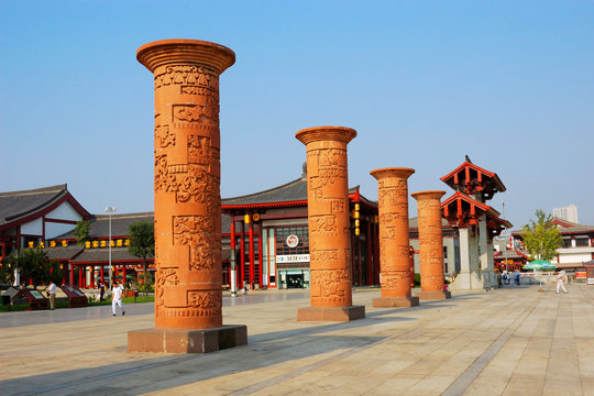 pole with decorative carved