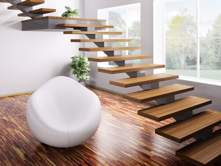 Treppe und Sessel 3d