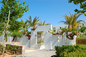 Entrance in the modern luxury villa, Crete, Greece