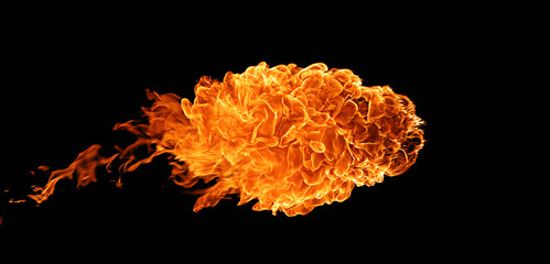 Fireball isolated on black background