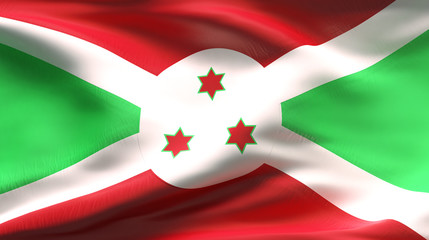 Creased Burundi satin flag in wind with seams and wrinkle