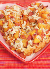 Delicious Peach Cobbler in a Heart Shaped Plate