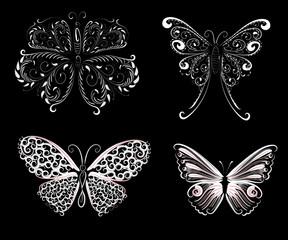 Obraz na płótnie Canvas set of delicate butterflies