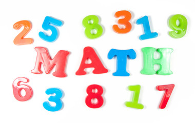 numbers and math, written in fridge magnets