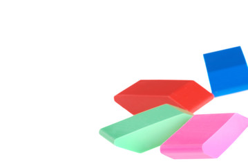 colorful erasers focus on pink one