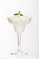 exotic vanilla ice cream with fruits and small star candies