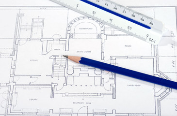 pencil and scale on house drafing layout