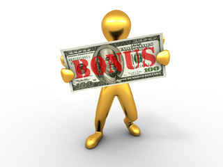 Men with dollar. bonus