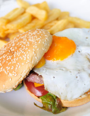 American cheese burger with French-fries