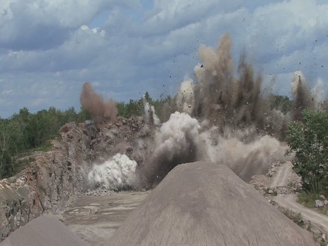 Quarry explosion at the granite pit