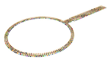 Cartoon Crowd, Magnifying Glass Shape