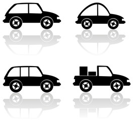vector set of black cars