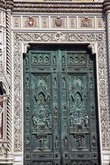 Bronze Door Symbols Duomo Cathedral Florence Italy