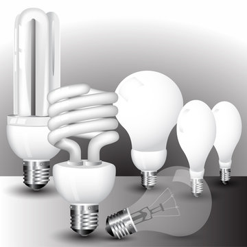 realistic vector-illustration of a economy light bulb collection