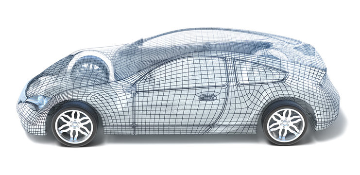 Sport Car Wireframe. Left view