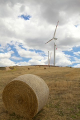 rotoballa con torre eolica sullo sfondo