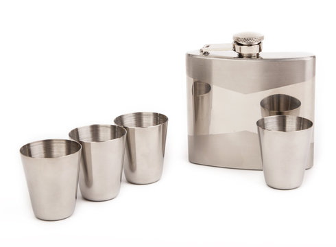 Hip flask with cups