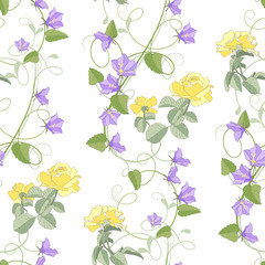 Yellow roses seamless background