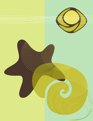 Abstract star and shell under the Sun