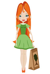 Girl with eco bag.