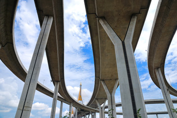 The curve of suspension bridge in Thailand