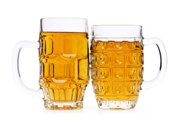 Beer glasses isolated on the white background