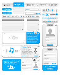 Webdesign elements pack 1 with silver and blue color