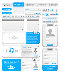Fototapeta na wymiar Webdesign elements pack 1 with silver and blue color