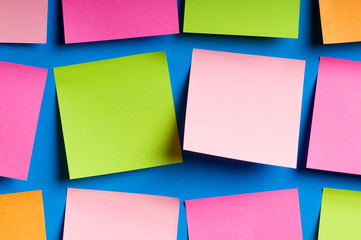 Reminder notes on the bright colorful paper