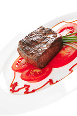 beef meat served on plate
