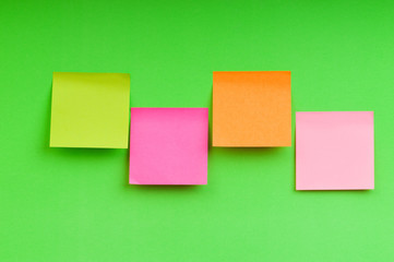 Reminder notes on the bright colorful paper