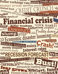 Deurstickers Kranten Krantenkoppen over de financiële crisis