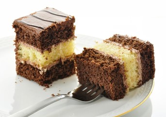 A chocolate fudge layer cake