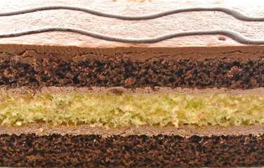 A chocolate fudge layer cake background