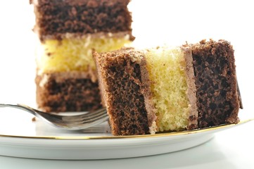 A chocolate fudge layer cake