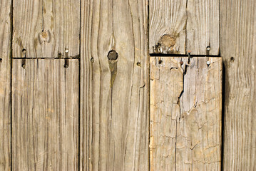 Grunge wooden floor with old nails