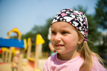 close-up little girl on outdoor