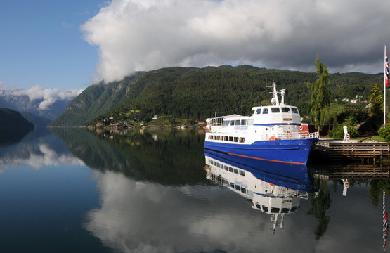 Reflections in Hardangerfjord at Ulvik, Norway