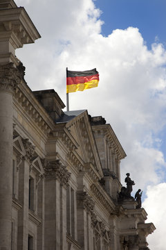 The German Flag Flying on the Reichstag - Berlin