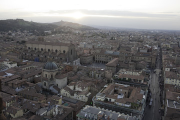 Fototapeta premium Spectacular Sunset over Bologna in Italy.