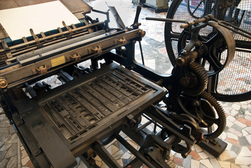 antica macchina da stampa - obrazy, fototapety, plakaty