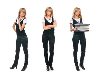 Fototapeta premium 3 shoots of a young business lady in glasses