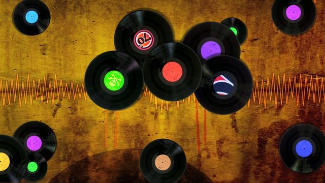 Animation disque vinyle fond marron