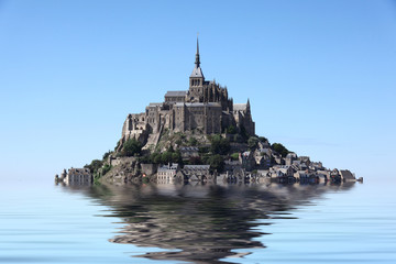 Fototapeta na wymiar Le Mont Saint Michel podczas przypływu