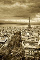 Panorama of Paris from Arc de Triomphe
