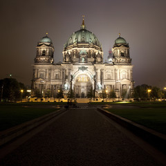 Fototapeta na wymiar The Berliner Dom at Night (with the TV Tower behind)