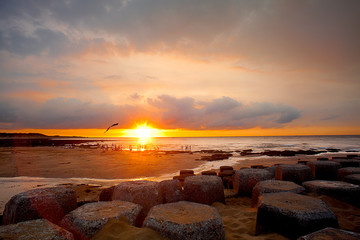 Fototapeta na wymiar Sunset beside the sea