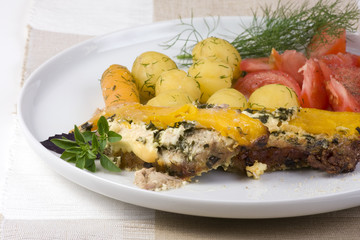 Roast pork and vegetables