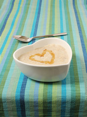 porridge in a heart shaped bowl