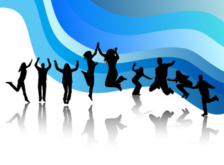 Illustration of people jumping